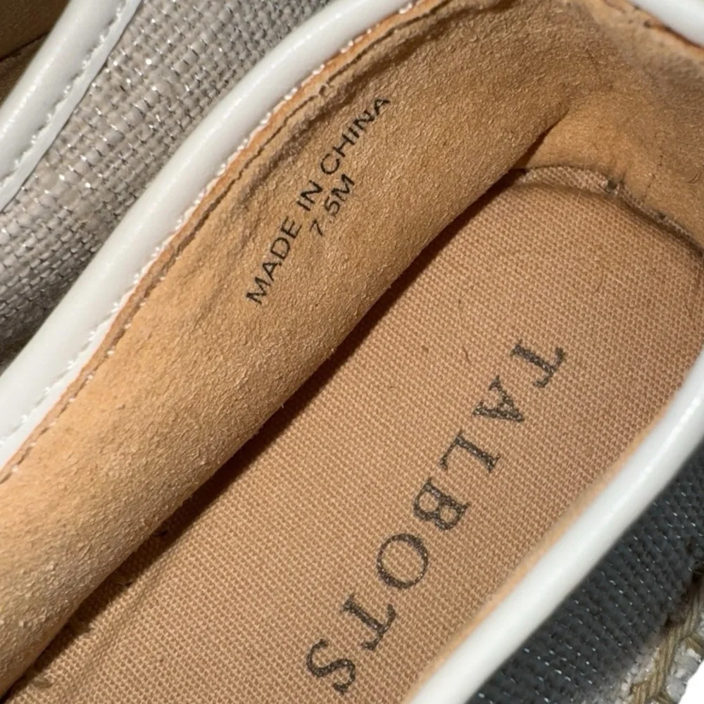 TALBOTS NWOT Izzy Espadrilles Shimmer Linen Canvas Slip On Shoe Memory Foam 7.5